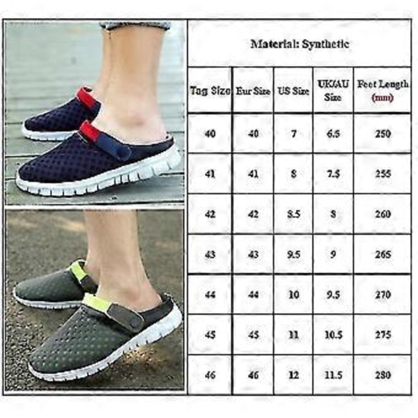 hmwy-herre dame hjemmesko træsko mules sandaler flip flop sko (44 Sort Hvid)