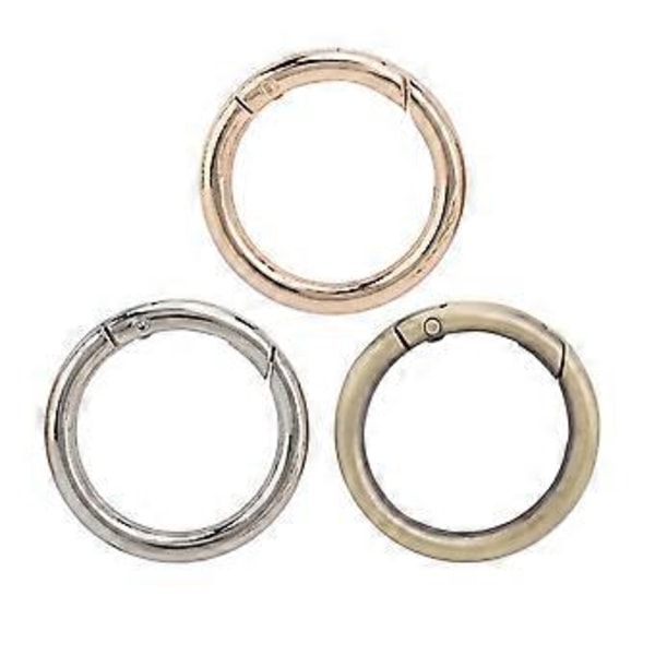 Rund karbinhake med krok och fjäderklämma med O-ring, tillbehör för att göra nyckelringar (typ A)