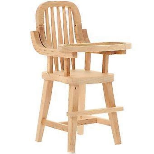 Yndig Mini Møbel Træ Dukke Højstol Skrivebord Miniature Stol Børneforsyning 1:12