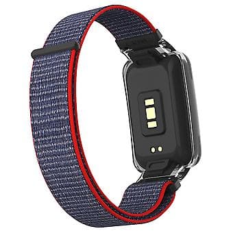 PC-etui + Nylon Loop-rem til Xiaomi Mi Band 7 Pro (Lyse Pink)
