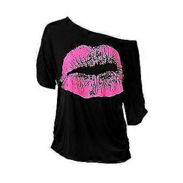 80'er 90'er Outfit Dame 80'er Udklædning Kostumer Dame med T-shirt Udklædning (S Sort)