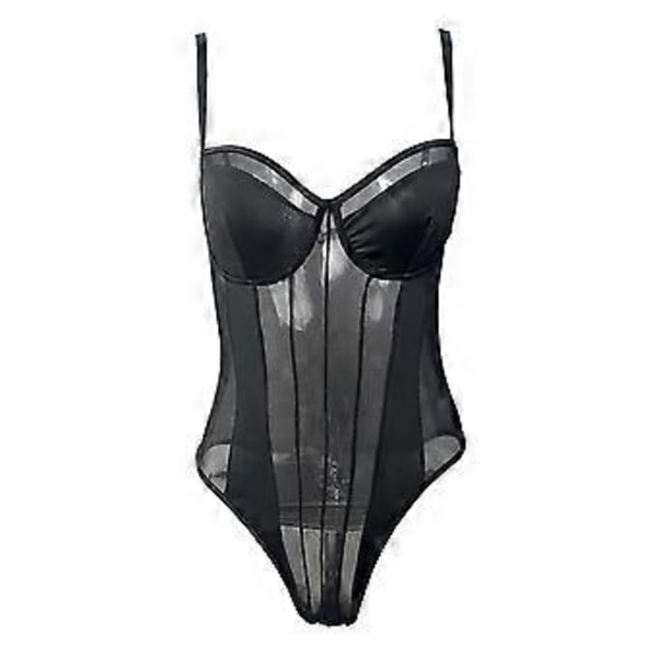 Sexy Kvinders Bodysuit Blondering Nettet Jumpsuit Formende Rygfri Enkeltdel Bustier (M sort)