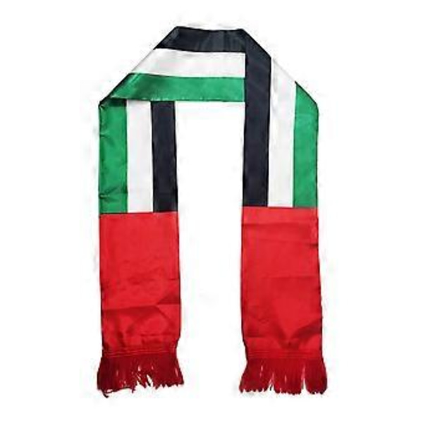 Huivi Yhdistyneiden arabiemiirikuntien lippujen painatuksella, hapsullinen kaulahuivi, juhlatarvikkeet, kaulaliina kaikkiin tilaisuuksiin, Yhdistyneiden arabiemiirikuntien lippuhuivi (suuri koko)