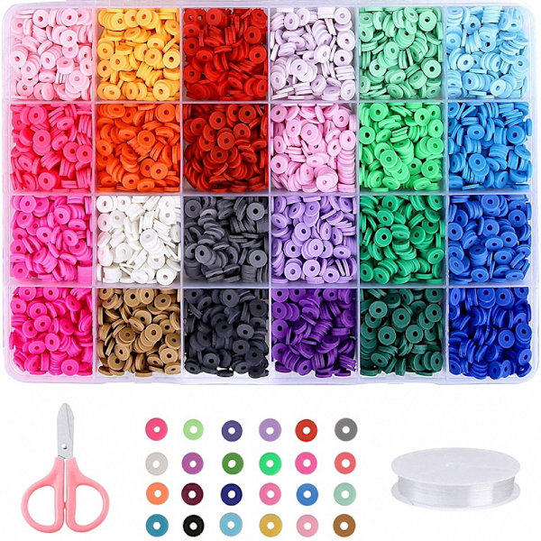 Flade Perler Kit til Armbånd, 24 Farver 4800 Stykker Håndlavet Polym