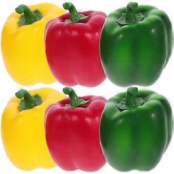 6 kpl Tekomakean Paprika-Mallit Korkean Simulaation Vääri Paprika Leikki-lelu Vääri Ruoka-malli