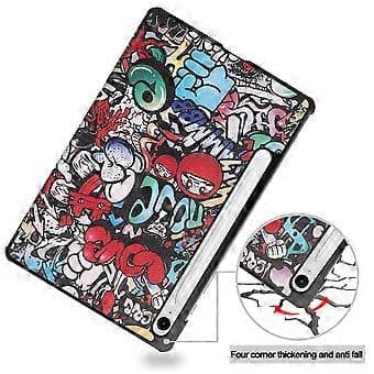 JSM PU-lær Smart Case til Samsung Galaxy Tab S9 FE 10.9 (Graffiti)