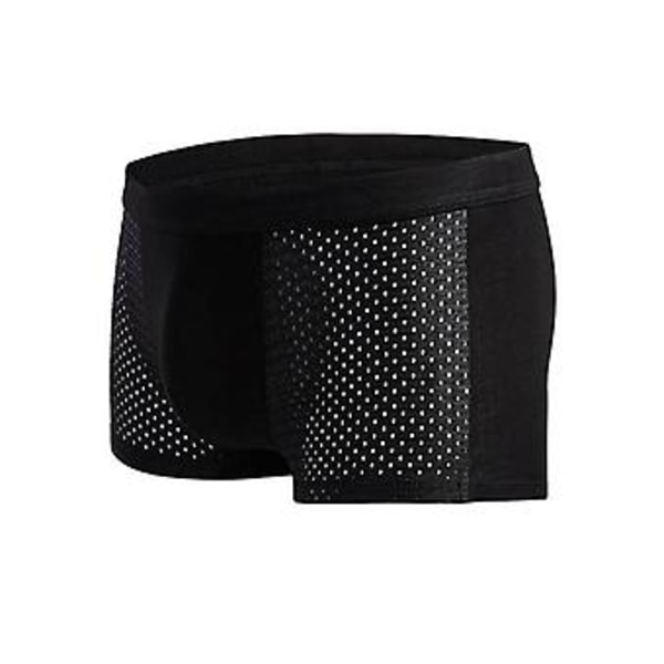 Fianao Sexiga Män Mesh Hollow Solid Color Boxers U Convex Underkläder Andningsbara Underbyxor (XXL Svart)