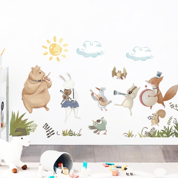 Woodland Animals Wall Stickers Bjørn Ræv Hjorte Wall Sticker Baby