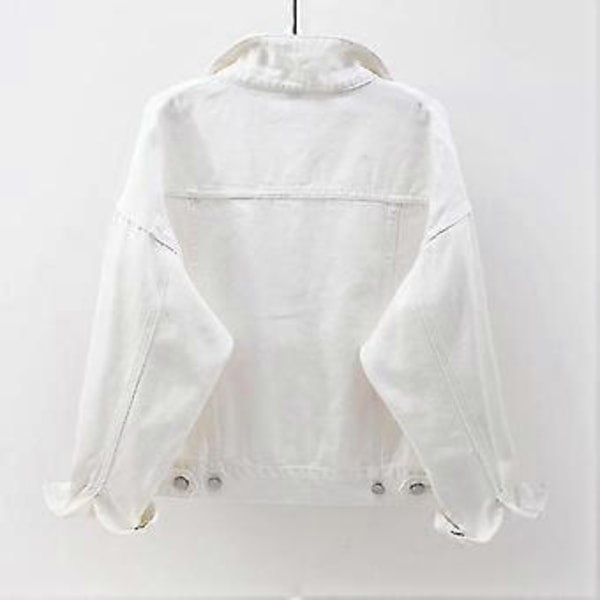 Damjacka i denim, långärmad, varm, enfärgad, vår/höst, XL, vit