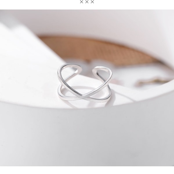 Oregelbunden Silverring för Kvinnor Tunn Bred Justerbar Öppen Ring S