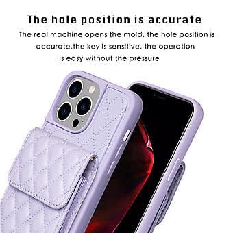 Vertikalt Plånboksfodral i PU för iPhone 15 Pro Max (Lila)