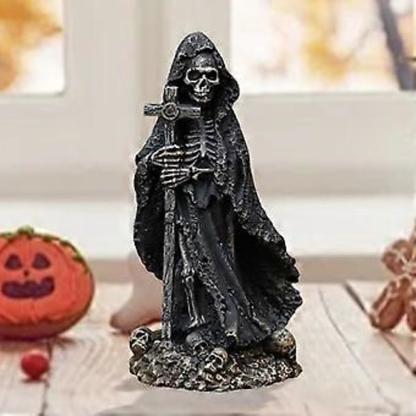 Kryds Skelet Statue Gotisk Skulptur Borddekoration Bordpynt Halloween Dekoration til Hjem Stue Soveværelse Indendørs (Stil C)
