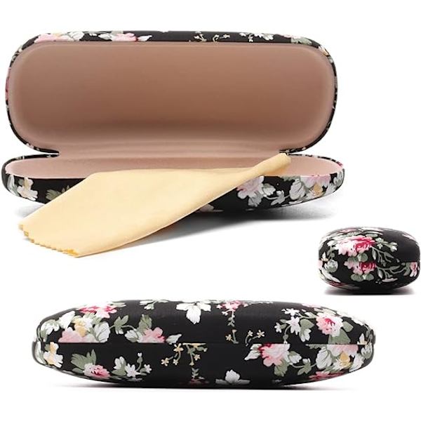 2 stk rosa+svarte brilleetui hard shell for menn, kvinner, barn - F