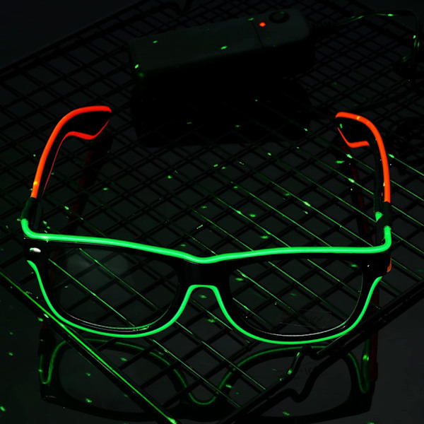 1 stk (grønn og rød) lysende briller, [oppgradert] futuristiske LED-festbriller