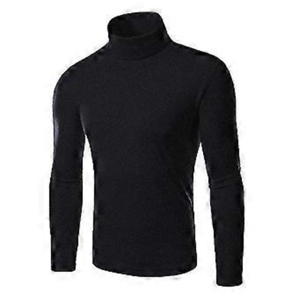 Herre Strik Roll Turtle Neck Pullover Jumper Toppe Sweater Bluse (M Mørkegrå)