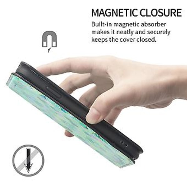Färgglatt Magnetiskt Läderfodral För Samsung Galaxy A12 (Smaragd)