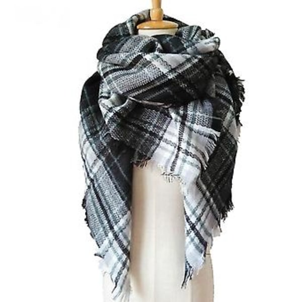 Dame Tartan Skjerf - Vinter Lang Skjerf Rutete Varme Wraps Ull Britisk Stil For Damer Spinning Tassel Sjal Lang Stole, 16