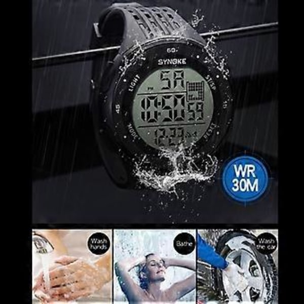 SYNOKE 9007 Slitstark Sportklocka med Elektronisk Display (Silver)