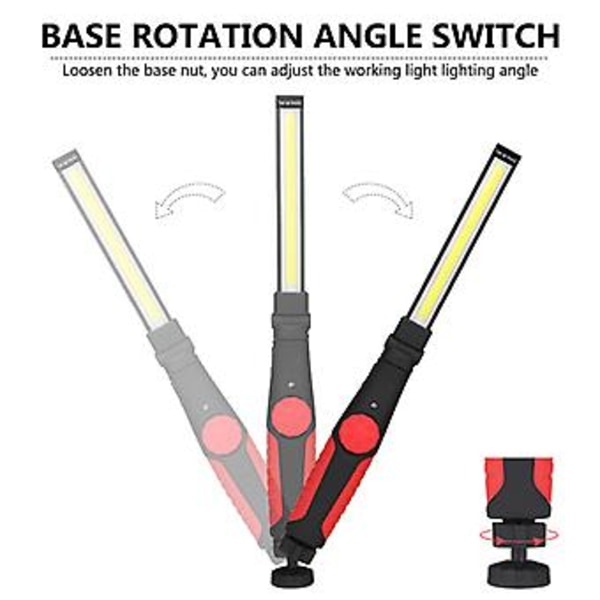 Magneettinen USB Ladattava Kannettava COB Taskulamppu LED Ohut Työvalo (Punainen)