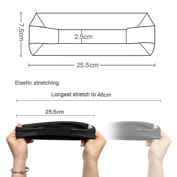 Svart, grå, sports pannebånd, sklisikker fuktighetsavvisende pannebånd,