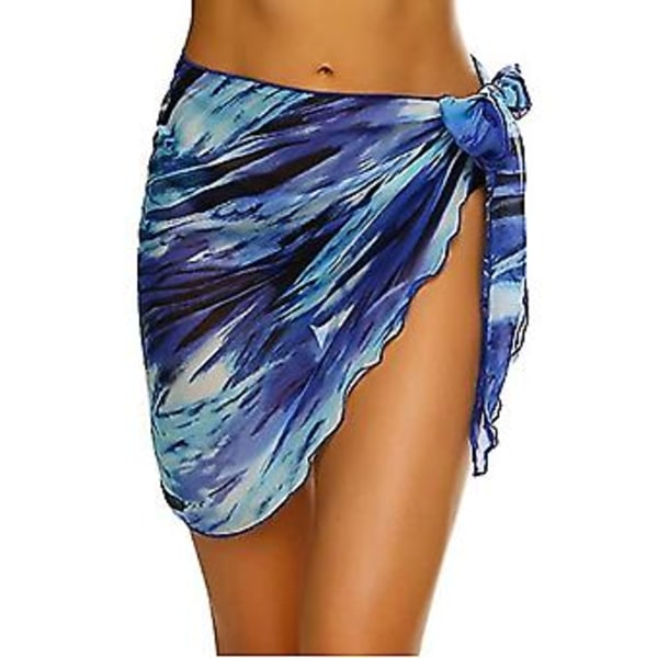 Beach Wrap Sarong Swimsuit Cover Ups For Women Breathable Fast Drying Sarong Skirt(190*46cm Sea blue)