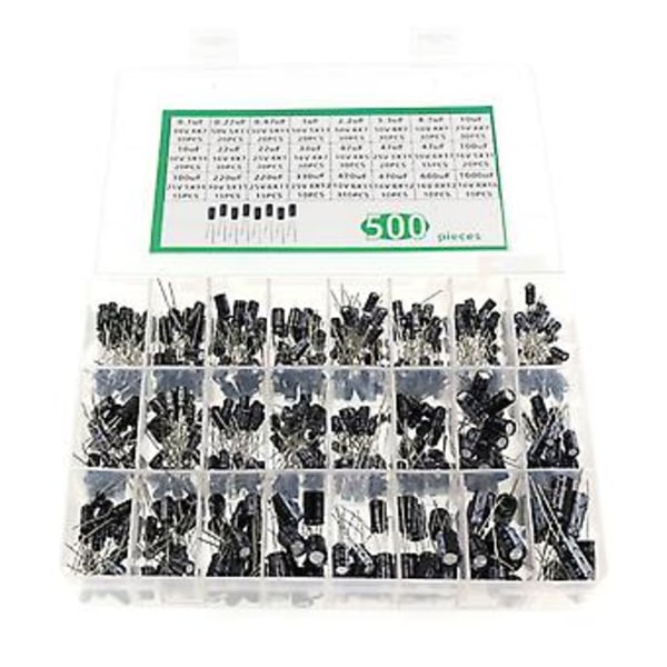 16-50V Radiell Elektrolytkondensator Sortimentskit 24 Värde 0.luF-1000uF 500st