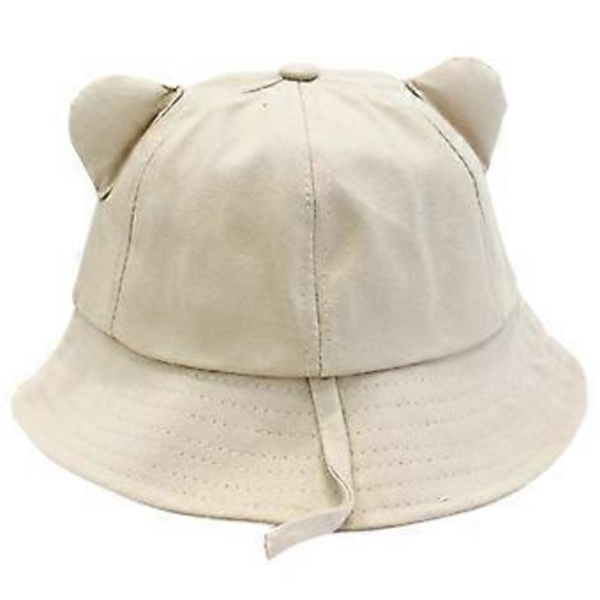 Kissankorva-ämpärihattu Yksivärinen kalastushattu Mukava ämpärihattu Aikuiset Lapset Loman kevät Aurinkosuoja Kalastajan hattu Beige lapsi (lapsi Beige)