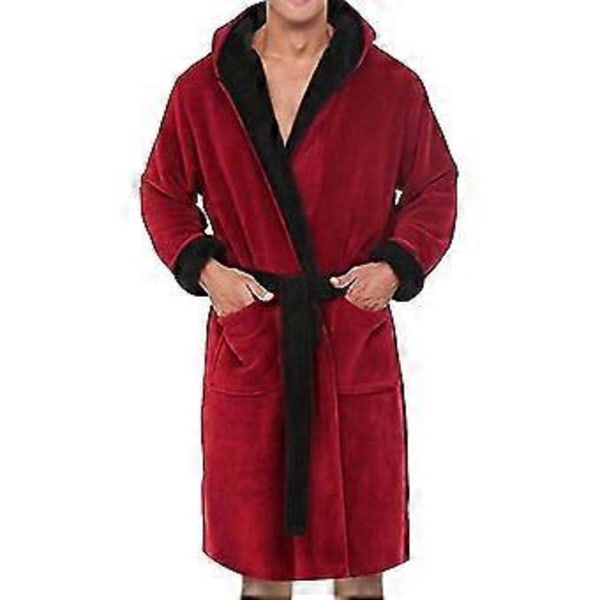 Miesten hupullinen fleece-kylpytakki (4XL Punainen)