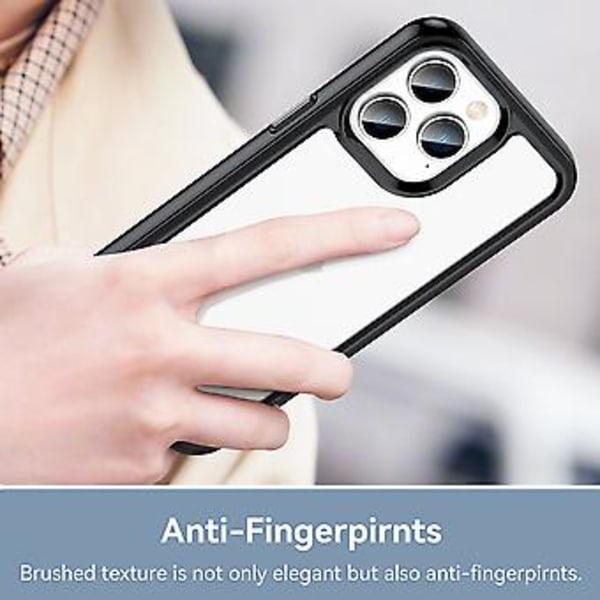 Akryl + TPU Telefon Cover til iPhone 14 Pro (Sort)