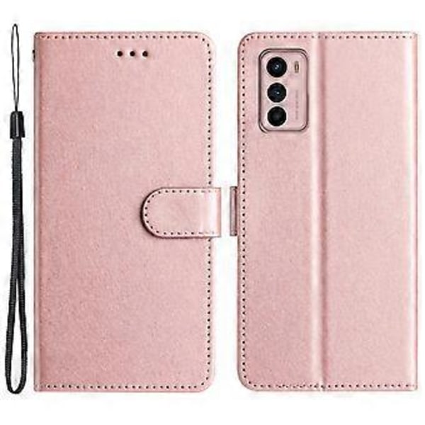 Til Motorola Moto G42 4G Wallet PU Læder Stand Cover Håndrem Silke Struktur Flip Case (Style A)