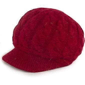 Dam Vinter Varm Slouchy Kabelstickad Mössa Skull Hat med Skärm