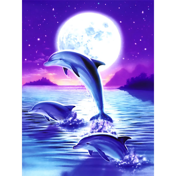 Malet 30*40cmure 5D Diamant Fuld Diamant Korssting(17)Dolphi