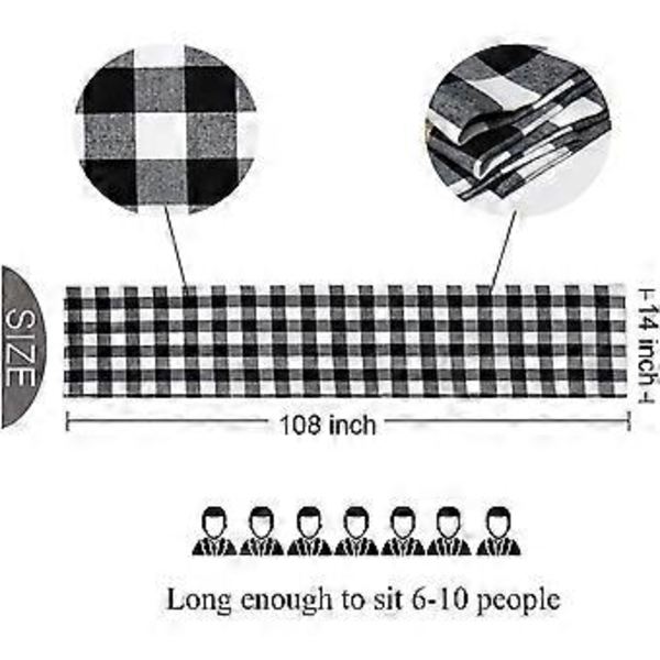 Buffalo Check Bordløber Bomuld Rød og Sort Tartan Klassisk Stilfuld Design til Familiemiddag Jul Ferie Fødselsdag (14 x 108 Tommer)