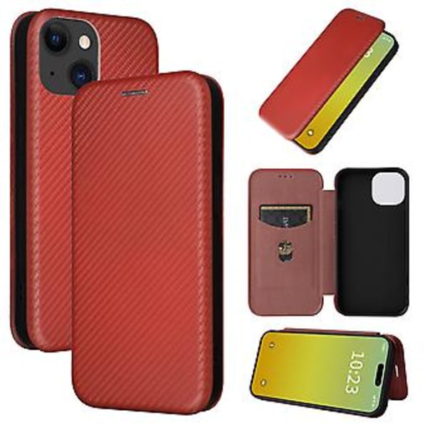 Læder Telefon Case til iPhone 15 Plus (Brun)