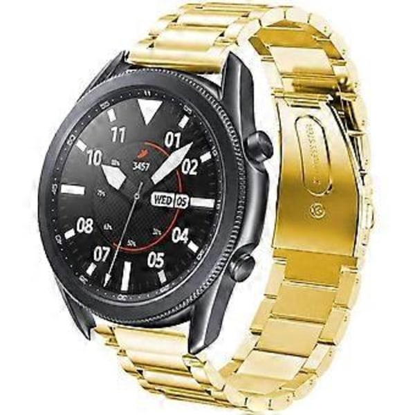 Heyone Remse Kompatibel med Samsung Galaxy Watch3 41mm/45mm, Solid Rustfrit Stål Udskiftningsrem Kompatibel med Ny Samsung Watch 3 (Guld, 45mm) -