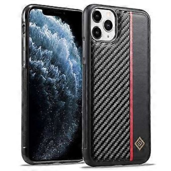 LC.IMEEKE Mobildeksel for iPhone 11 Pro Max Karbonfibertekstur PU-lær + TPU + EVA Skalldeksel