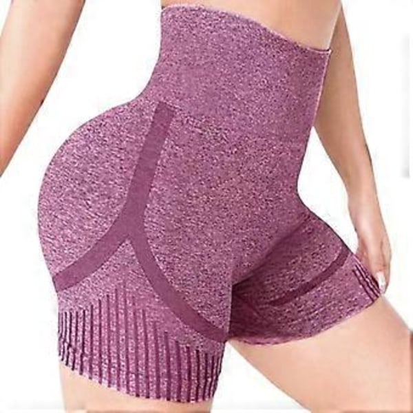 Naisten korkeavyötäröiset jooga- ja treenishortsit, joustavat urheilushortsit (L/XL Violetti)