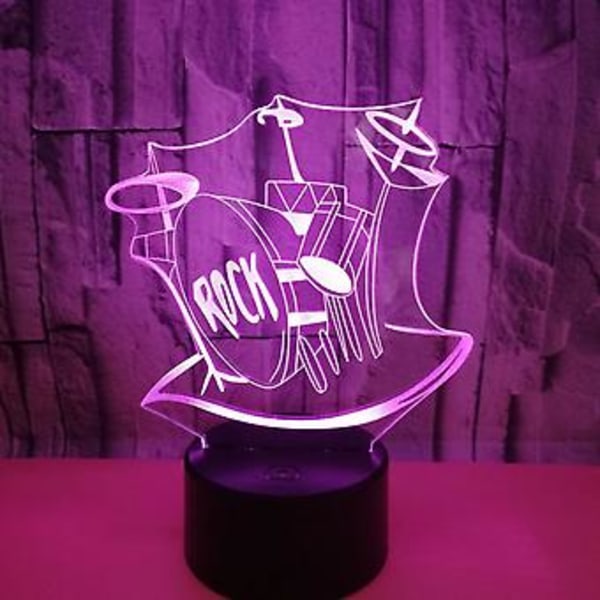3D Rocktrumma Ljus Touch Bord Bordslampa Optisk Illusion