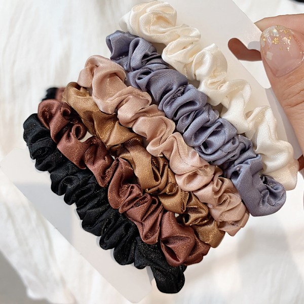 6 st/set Dammode Scrunchies Siden Hårsnoddar Flickor Hästsvans