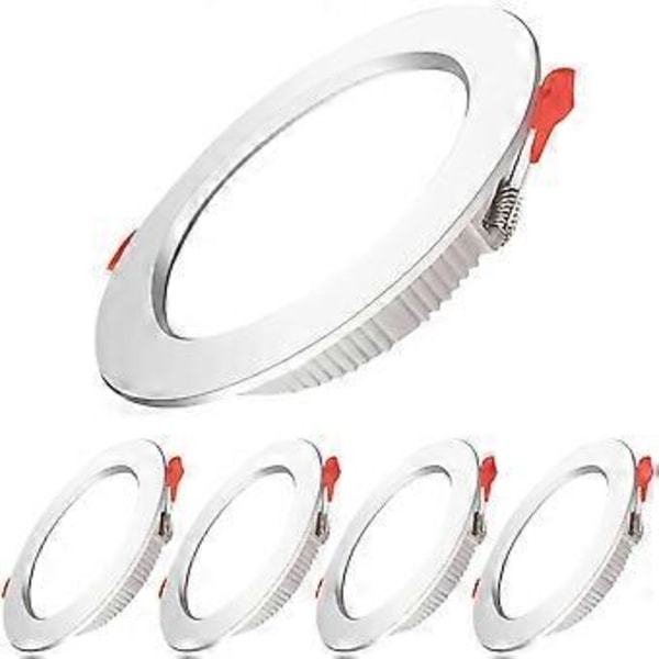 5-pack LED infälld spotlight, 5 W 500 LM = 50 W glödlampa, IP44, 3000 K varmvit, AC 220-240 V, utskärning 70-80 mm (vit) [Energiklass A]