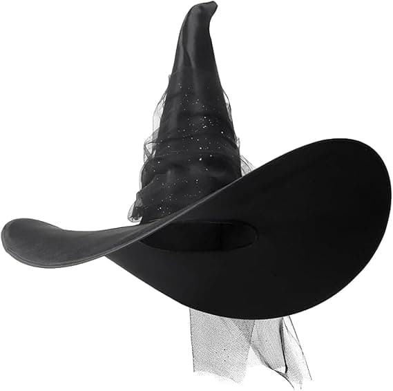 Halloween COS Trollmann/Heksehatt, Maskeradeball og Rollespillfester, Stjernemønstret Tyll Heksehatt