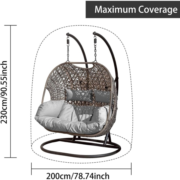 Udendørs hængende ægbetræk XXL Hængestol til to personer Vandtæt