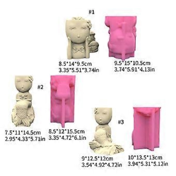 Søde Havfruer Pen Holder Blomsterpotte Silikoneforme Epoxy Resin Form DIY Sukkulent Plantekasse Form til DIY Resin Dekorationer (2)