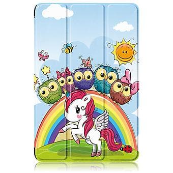 Smart lærtablettveske for Samsung Galaxy Tab A9 Plus (Liten hvit hest)