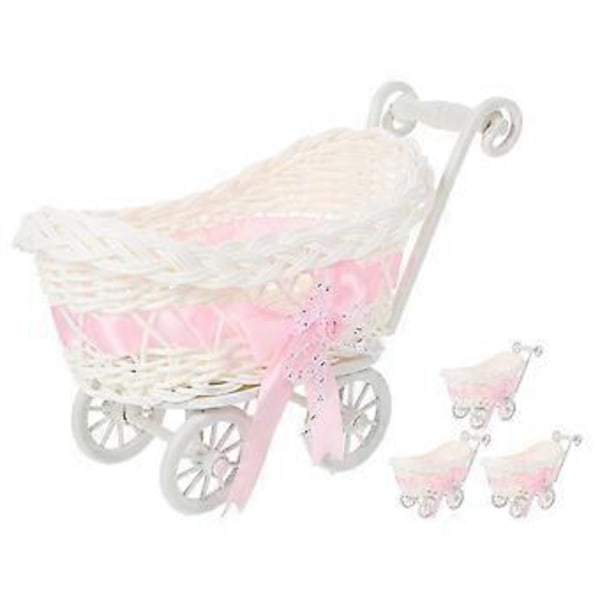 4 stk. Bryllupsslikbeholder Imitation Rattan Vævet Kurv Mini Blomsterkurv Slikæske