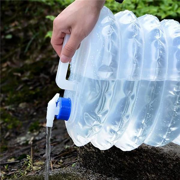 3 x 15L hopfällbar vattenbehållare, transparent hopfällbar med