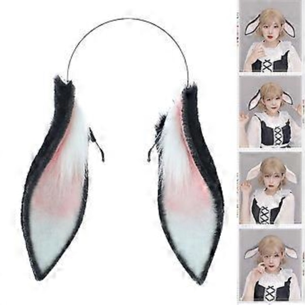 Hare-Ear Hårbøjle Søde Piger Tilbehør Cosplay Beast Ears Fursuit Maskerade Halloween Cosplay Party (grå)
