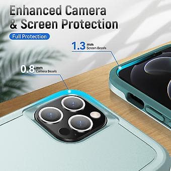 PC + TPU iskunkestävä kotelo iPhone 13 Pro:lle (Vihreä)