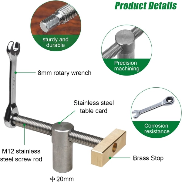Set med 2 snickarbordsskruvstänger, snabba arbetsbänksskruvstänger, justerbart skrivbordsklipp med 4 bänkhundar,