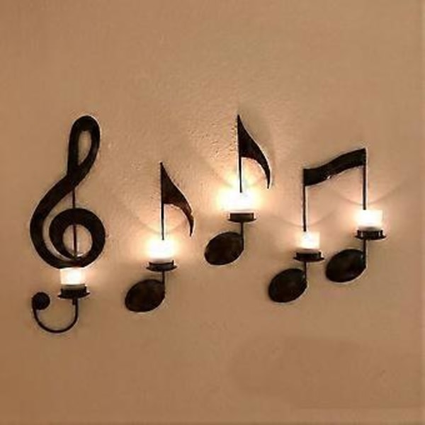 Metall Vegglampe Lysestakeholder 4 stk. Musikksymbol Vegglampe Lysestakeholdere Veggmontert Lysestake Lysestaker for Bryllup Veranda Hage Gangvei